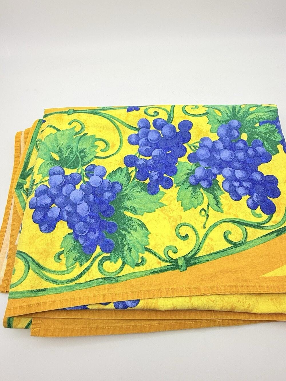 Bright Yellow tablecloth with purple grape Rectangular
